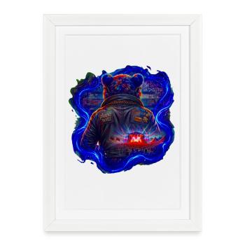Veste de concert style ours néon - Affiche encadrée (27 × 37 cm) - blanc - Devant