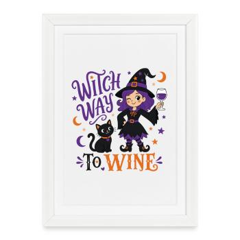 Witch Way to Wine - Witches T-Shirt - Framed poster (27 × 37 cm) - white - Front