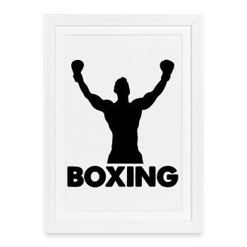 Boxe - Affiche encadrée (27 × 37 cm) - blanc - Devant