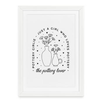 Esthétique féminine amatrice de poterie - Affiche encadrée (27 × 37 cm) - blanc - Devant