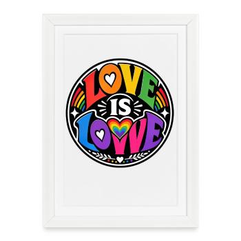Love Is Love Rainbow Statement Rétro CSD - Affiche encadrée (27 × 37 cm) - blanc - Devant