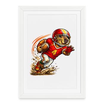 Cute Capybara Playing American Football - Framed poster (27 × 37 cm) - white - Front