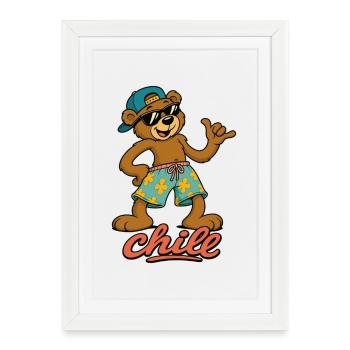 Un ours d’été frais en look plage - Affiche encadrée (27 × 37 cm) - blanc - Devant