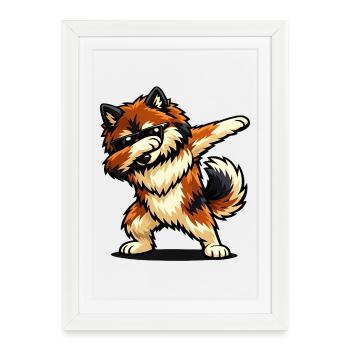 Dab Eurasier dans le style comique - Affiche encadrée (27 × 37 cm) - blanc - Devant