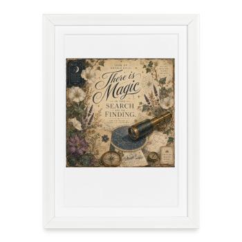There Is Magic Telescope Poster Nostalgia Decoration - Framed poster (27 × 37 cm) - white - Front