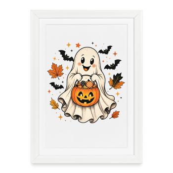 Petite Chemise Feuillage d’Automne Feuillage Halloween - Affiche encadrée (27 × 37 cm) - blanc - Devant