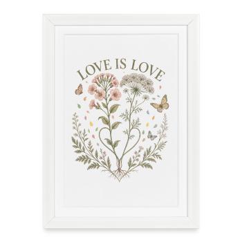 T-shirt fleuri Love Is Love Botanical Vintage - Affiche encadrée (27 × 37 cm) - blanc - Devant