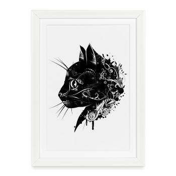 Floral head of a cat - Framed poster (27 × 37 cm) - white - Front
