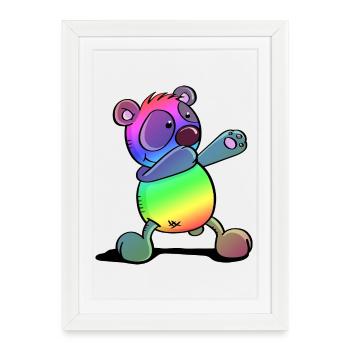 Panda coloré - Dab Dance - Tamponnage - Panda - Affiche encadrée (27 × 37 cm) - blanc - Devant