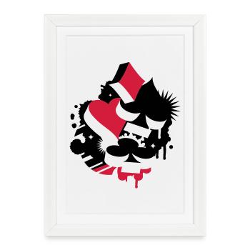 Four playing cards symbols -Heart, spade, diamond, - Framed poster (27 × 37 cm) - white - Front