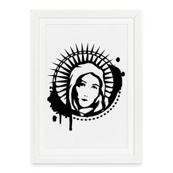 Un portrait de la Sainte Vierge Sainte Marie - Affiche encadrée (27 × 37 cm) - blanc - Devant