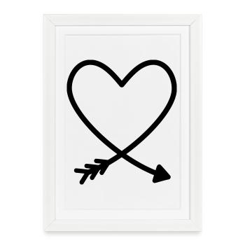 Coeur flèche amour amitié force idée cadeau - Affiche encadrée (27 × 37 cm) - blanc - Devant