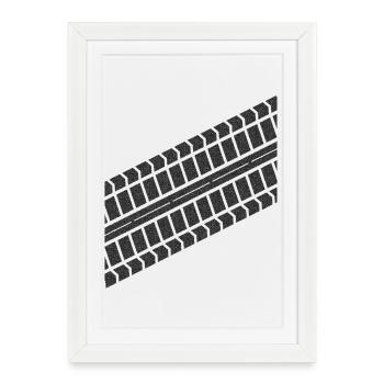 Empreinte des pneus - Affiche encadrée (27 × 37 cm) - blanc - Devant