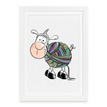Comique de mouton drôle - Affiche encadrée (27 × 37 cm) - blanc - Devant