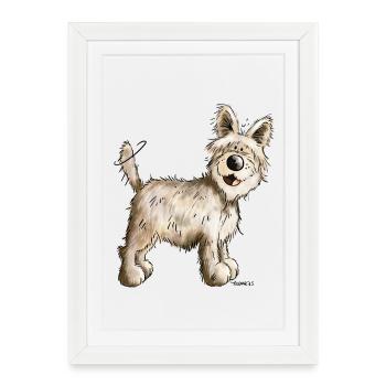 Berger Picard - Chien- Cadeau - Affiche encadrée (27 × 37 cm) - blanc - Devant
