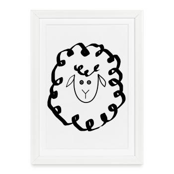 Mouton Mouton Agneau - Affiche encadrée (27 × 37 cm) - blanc - Devant