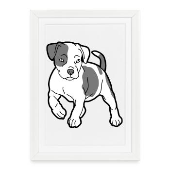 chien - Affiche encadrée (27 × 37 cm) - blanc - Devant