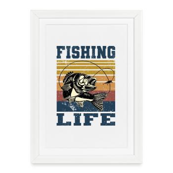 Fishing Life - Framed poster (27 × 37 cm) - white - Front