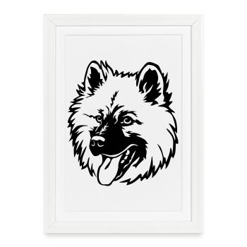 Tête Eurasier - Affiche encadrée (27 × 37 cm) - blanc - Devant