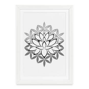Lotus fleur de lotus fleur de vie - Affiche encadrée (27 × 37 cm) - blanc - Devant