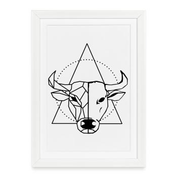 Bœuf - Affiche encadrée (27 × 37 cm) - blanc - Devant