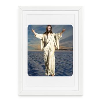 Jesusfigur Winter - Gerahmtes Poster (27 × 37 cm) - Weiß - Vorne
