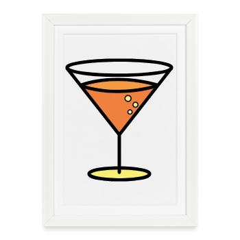 Cocktail - Affiche encadrée (27 × 37 cm) - blanc - Devant