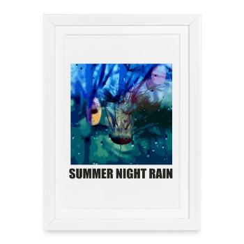 Summer Night Rain Wings Drops - Framed poster (27 × 37 cm) - white - Front