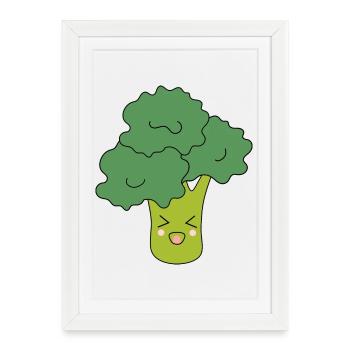 Kawaii Food Gift Végan végétarien - Affiche encadrée (27 × 37 cm) - blanc - Devant