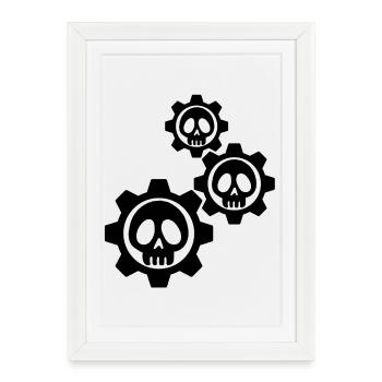 Black skulls and gears - Framed poster (27 × 37 cm) - white - Front