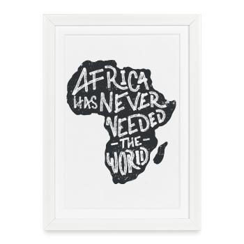 Lettrage manuel de la carte Afrique - Affiche encadrée (27 × 37 cm) - blanc - Devant