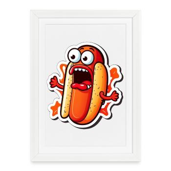 Hot-dog hurlant - Affiche encadrée (27 × 37 cm) - blanc - Devant