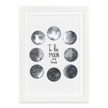 Moon Mosaic Nine Grays - Framed poster (27 × 37 cm) - white - Front