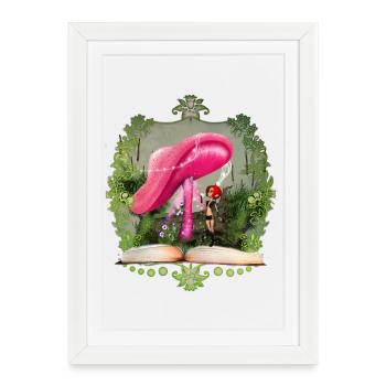 Cute fairy with fantasy mushroom - Framed poster (27 × 37 cm) - white - Front