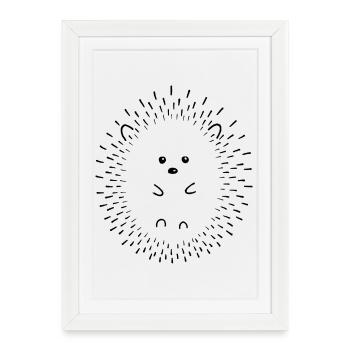 Hérisson Art au trait - Affiche encadrée (27 × 37 cm) - blanc - Devant