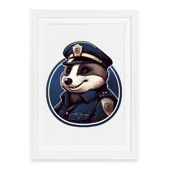 Badger Police - Affiche encadrée (27 × 37 cm) - blanc - Devant