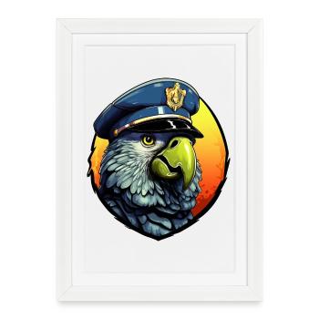 Police Parrot - Framed poster (27 × 37 cm) - white - Front