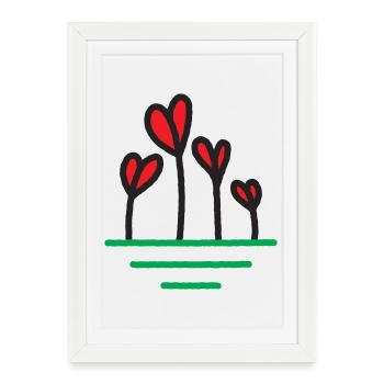 Le cœur pousse en fleurs - Affiche encadrée (27 × 37 cm) - blanc - Devant