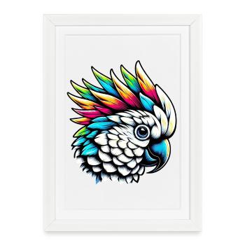 Perroquet cacatoès avec crête - Affiche encadrée (27 × 37 cm) - blanc - Devant