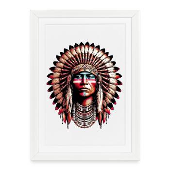 Amérindien Peau rouge d’Amérique - Affiche encadrée (27 × 37 cm) - blanc - Devant