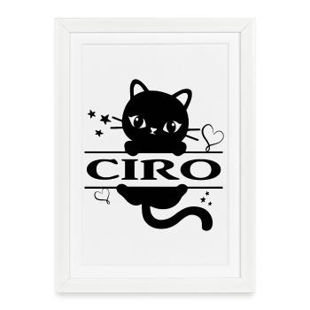 Ciro t-shirt t-shirt chat Katze chat chat gato - Affiche encadrée (27 × 37 cm) - blanc - Devant