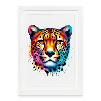 Guépard - Affiche encadrée (27 × 37 cm) - blanc - Devant