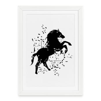 Illustration de cheval Explosion Art symbole Logo - Affiche encadrée (27 × 37 cm) - blanc - Devant