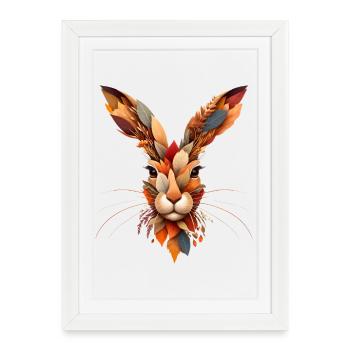 Un lapin, conçu à partir de différentes feuilles - Affiche encadrée (27 × 37 cm) - blanc - Devant