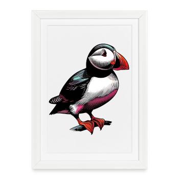 Puffin - Framed poster (27 × 37 cm) - white - Front