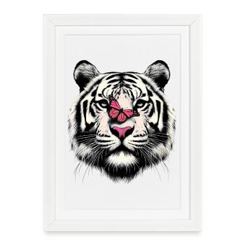 Tiger and Butterfly - Framed poster (27 × 37 cm) - white - Front