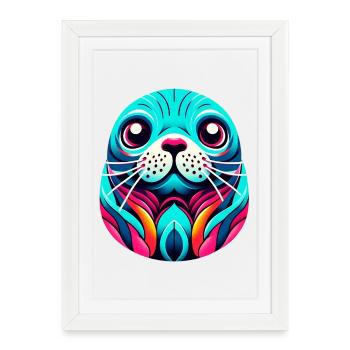 Phoque - Affiche encadrée (27 × 37 cm) - blanc - Devant