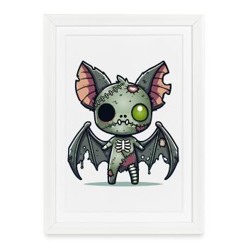 Chauve-souris zombie effrayante pour s’amuser à Halloween - Affiche encadrée (27 × 37 cm) - blanc - Devant