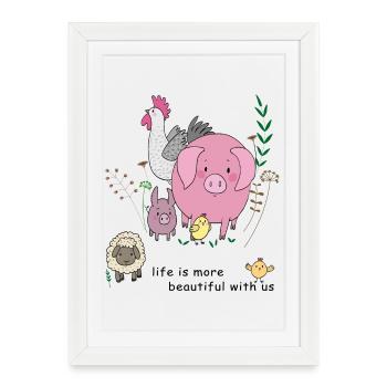 Bauernhof, life is more beautiful with us - Framed poster (27 × 37 cm) - white - Front