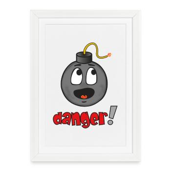 Danger Explosive Face - Funny Emoticon - Framed poster (27 × 37 cm) - white - Front